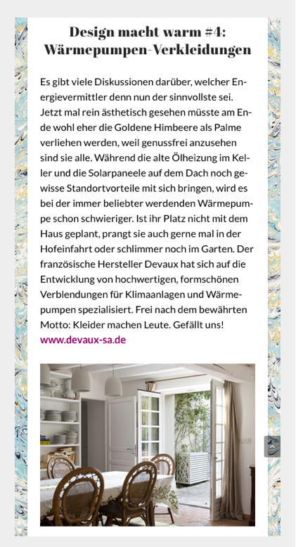 Deco Home - Website-Artikel über Devaux